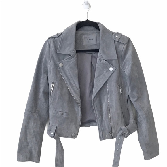 BLANK NYC Gray 100% Suede Leather Moto Jacket - Picture 2 of 13